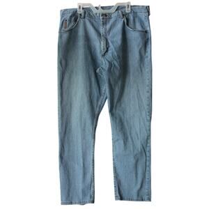 WRANGLER Mens 42x32  MGW80AB Straight Jeans-Light Fade Denim-Distressed